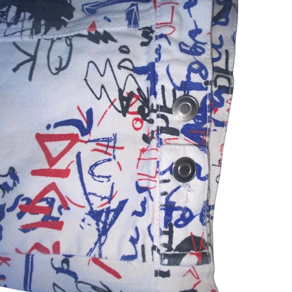 DTMD Men’s White Denim Button Up Graffiti Jacket Large Men’s Jacket HIP HOP - Picture 10 of 15